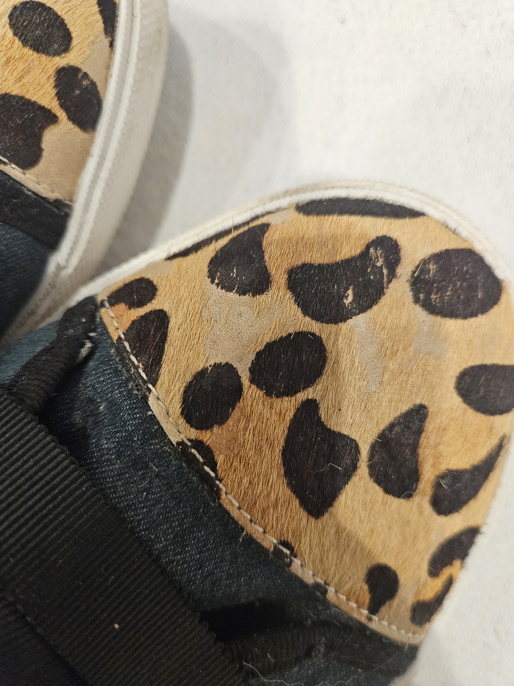 Kate Spade Linus Denim & Animal Print Calf Hair High Top Sneakers womens size 9 - Picture 10 of 11